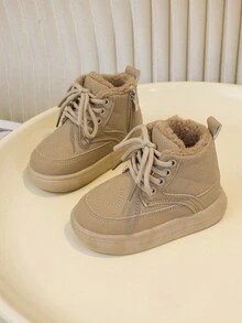 Giày bốt kiểu Anh cho trẻ sơ sinh và trẻ mới biết đi, giày da cho bé gái, giày mùa đông cho trẻ em mùa thu/đông, giày tập đi cho trẻ nhỏ - Màu Khaki - Xem 4