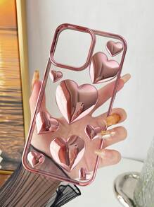 1 个激光雕刻心形图案电镀 TPU 手机壳，适用于 7/8/SE2/7p/8p/X/XS/XR/XS Max/11/11 Pro/11 Pro Max/12/12 Pro/12 Pro Max/13/13 Pro/13 Pro Max/14/14 Pro/14 Pro Max/15/15 Pro/15 Plus/15 Pro Max，保护套防水防震防摔防刮 - 玫瑰金 - 查看 6