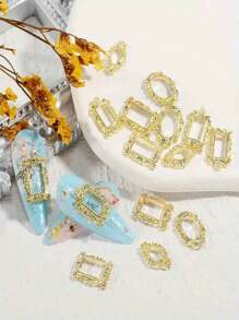 30 món đồ trang trí móng tay bằng kim loại khung ảnh cổ điển cho nghệ thuật làm móng mùa hè, đinh tán rỗng Y2K tự làm, phụ kiện trang trí móng tay cho lễ Phục sinh - Nhiều màu - Xem 8