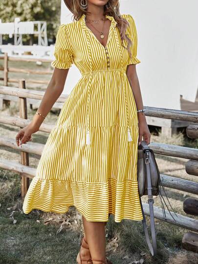 Vestido Largo Elegante para Mujer Moda Unicolor, Vestidos de Manga Corta de Fiesta para Mujer con Botón Delantero, Vestidos Transpirables Cómodos Casuales de Verano para Mujer, Vestidos Ajustadoss para Mujer 2025