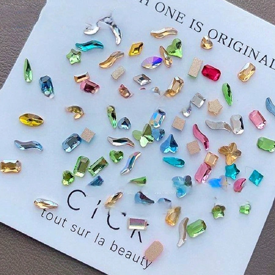 100Pcs/500Pcs/600Pcs/1000Pcs 2-3Mm Mixed Shape Nail Resin Mini Flat Bottom Shape Drill 3D Nail Art Accessories Mixed Color Design Nail Decoration Nail Supplies Nails Nail Charms Nail Gems Nail Rhinestones
