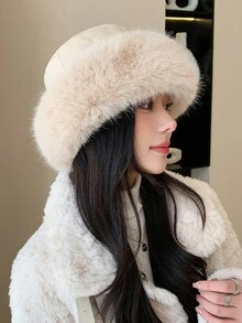 1 chiếc mũ xô màu trơn cho nữ, vải nỉ dày chống gió ấm áp cho mùa đông, dễ thương thời trang giản dị thanh lịch xu hướng đường phố cổ điển phù hợp với mọi hoạt động, thích hợp cho hoạt động ngoài trời, đi bộ, trượt tuyết, cưỡi ngựa, du lịch, tiệc tùng, sử dụng hàng ngày - MM1069 - Xem 6