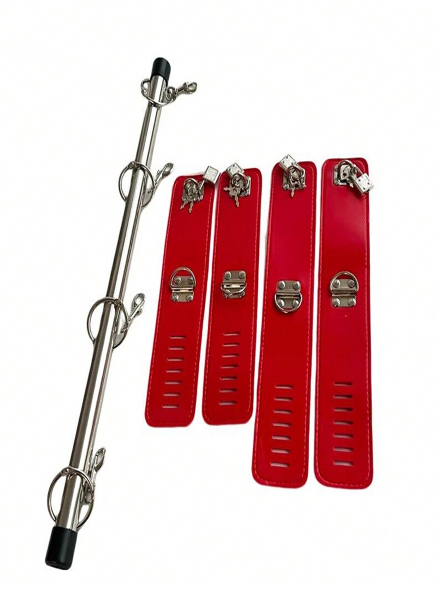 Adult Binding Restraint Leg Splitter Stainless Steel Rod Leather Strap