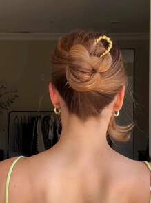 1pc Personalized Geometric U-Shaped Zinc Alloy Hair Clip, Elegant Hair Accessory, Gold Hair Claw Clip, Hair Barrette, School Supplies, Accessories For Women - Gold - View 13