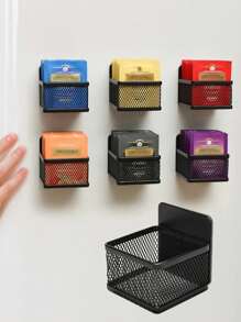 1pc Magnetic Tea Bag Organizer,Black Metal Tea Storage Box,Wall-Mounted Space Saving Tea Organizers And Storage For Refrigerator, Kitchen Shelf And Counter. - Black - View 4