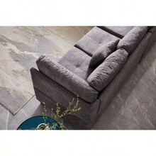 Sectional 3-Seaters Sofa With Reversible Chaise, Storage Ottoman, Inlaid With Copper Nail, Two Small Pillows, Grey - Xám + Polyester + 3 Ghế như hình - Xem 7