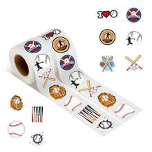 500 张棒球贴纸卷乙烯基贴纸适用于剪贴簿日记笔记本电脑保险杠滑板水瓶电脑手机卡通动画 - 彩色 - 查看 1