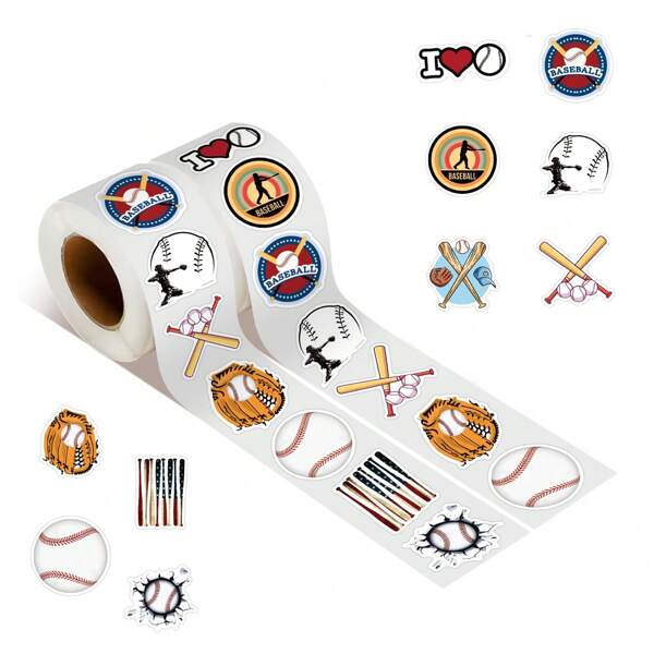 500 Stück Baseball-Aufkleber, Vinyl-Aufkleber, für Sammelalbum, Journaling, Laptop, Stoßstange, Skateboard, Wasserflaschen, Computer, Telefon, Cartoon-Anim