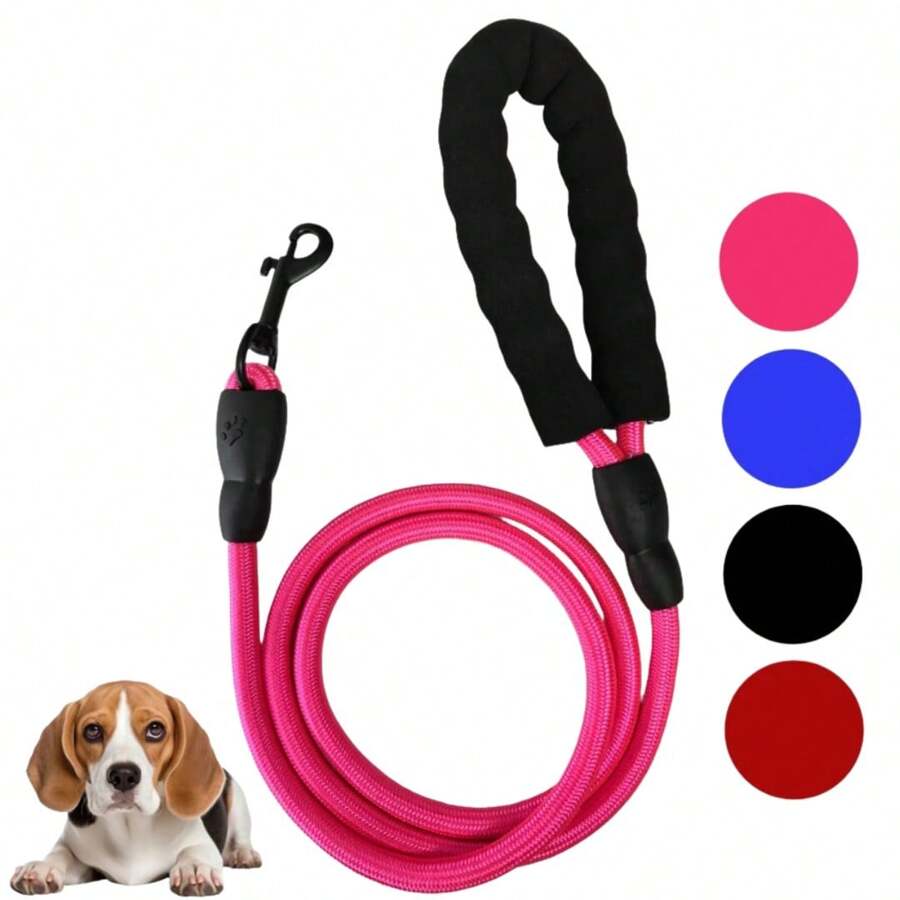 Guia Corda de Passeio P/M/G para Cães Cachorro Grande Médio Pequeno Porte Ressitente LR-0200 - Rosa chiclete - Visão 1