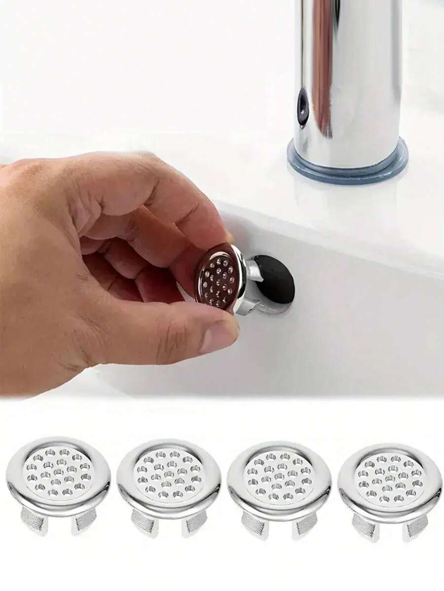 10pcs Premium Plastic Double Ring Sink Hole Overflow Covers, Bathroom