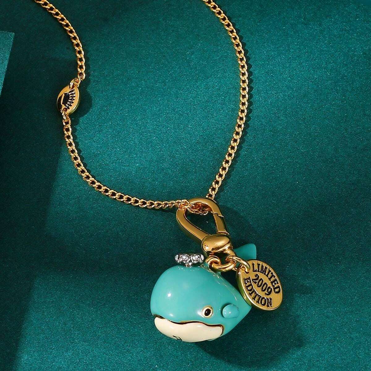 1pc Cute Versatile Enamel Painted Blue Whale & Black Dog Pendant