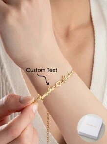 A Classic And Elegant, Romantic And Exquisite Heart-Shaped Couple Stainless Steel Customized Bracelet, Perfect As A Creative Surprise Gift For Loved Ones, Friends And Family. Mother's Day, Valentine's Day, Birthdays, Anniversaries, Graduation Ceremonies, Christmas, As Creative Fashion Gifts For Loved Ones And Family, Autumn Dressing Accessories