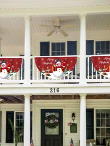 1 件圣诞主题三角旗，带有圣诞老人、姜饼人和雪橇的雪夜场景，适合圣诞节家庭聚会派对餐厅背景挂饰、圣诞派对氛围挂饰、圣诞厨房装饰 - 彩色 - 查看 9