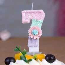 1 件粉色花朵 0-9 数字蜡烛，生日、派对、婚礼蛋糕装饰，圣诞节 - 彩色 - 查看 16
