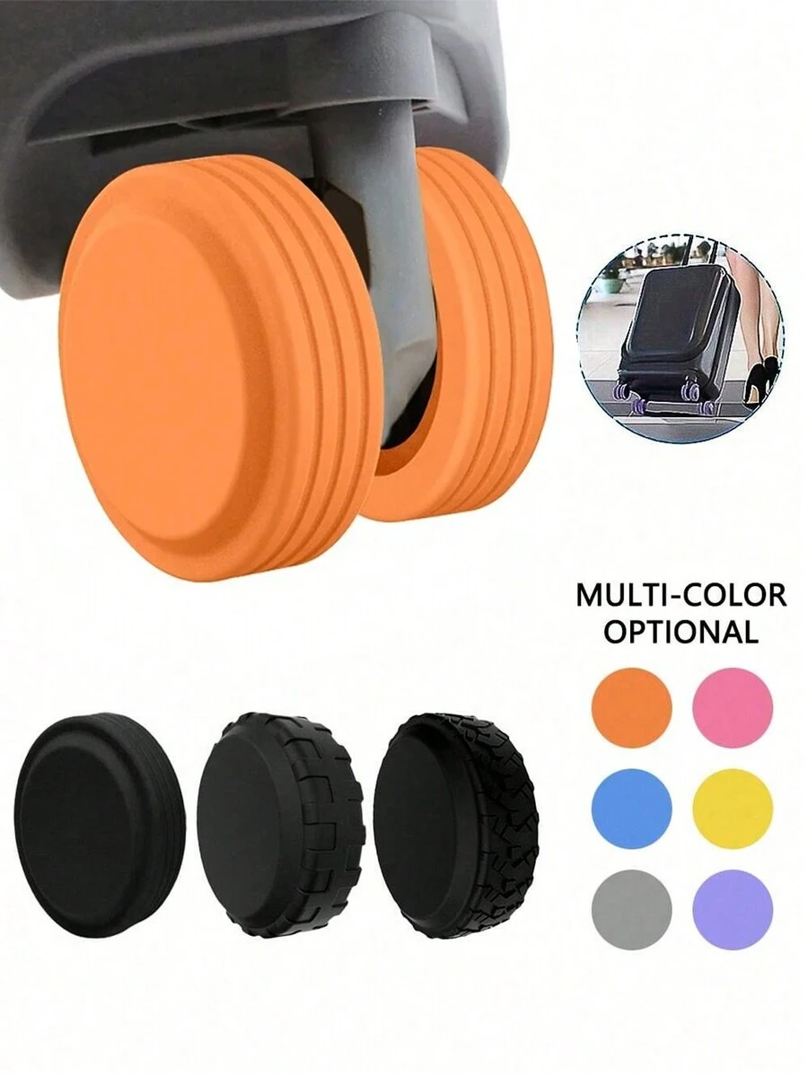 Bộ 4 phụ kiện du lịch, Bảo vệ bánh xe hành lý, Chống sốc, Bảo vệ bánh xe cốp xe bằng silicon chống ồn và im lặng, Vỏ bảo vệ toàn diện cho bánh xe hành lý, Vỏ bánh xe hành lý kiểu mới, Vỏ bảo vệ bánh xe hành lý bằng silicon chống ồn và im lặng, Phụ kiện du lịch thiết thực và thời trang, Làm quà tặng cho gia đình, bạn bè và những người thân yêu - Nhiều màu - Xem 1