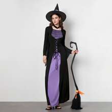 Witch Magic Broom - With Three Ribbons In Purple, Orange And Green, Witch Broom And Ribbon, A Favorite Photo Booth Accessory For Halloween Decoration Parties - Black - View 4