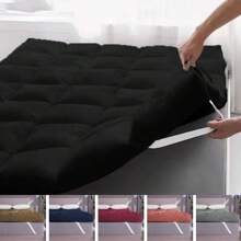 Pillow Top Mattress Protector For Double Bed Box Conjugated Feather Touch - Black - View 2