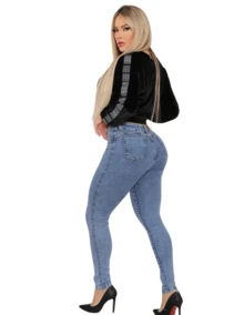 Women's High-Rise Jeans With Butt Lift - Màu xanh lam - Xem 3
