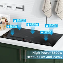 IsEasy Placa de inducción 5 placas 90 cm Placa de inducción 5 zonas Flexzone autosuficiente 90 cm - Cocina de inducción de 5 cabezales-UE - Ver 6