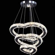 Winretro Modern Crystal 3 Heart Rings LED Chandelier Light Fixture Pendant Lighting Hanging Lamp For Living Room Dining Room Kitchen Bedroom (Heart Warm White Multicolor)