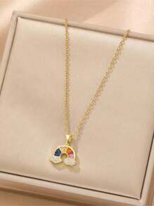 1pc Gold Heart Pendant Necklace, Minimalist Fashionable Elegant Vibe, Suitable For Daily Wear, Commute, Holidays, Gift (OPP Bag Packaging)