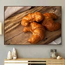 1 件小麦厨房主题帆布墙画食物图片适用于厨房房间装饰面包帆布海报和印刷品墙壁艺术无框架 - 彩色 - 查看 26