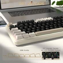 ATTACK SHARK X87 Wireless Mechanical Gaming Keyboard, Tri-Mode BT5.0/2.4GHz/USB-C Gasket Hot Swappable Custom Keyboard, Pre-Lubed Strawberry Switches, 75% TKL RGB Backlit Keyboard - 起司白 - 查看 2