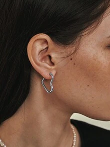 不锈钢环状耳环，光滑 CCB 材质圆球耳环，适合女士，小众设计高端时尚百搭 - C504 - 查看 3