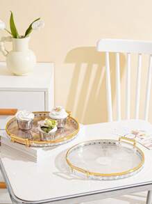 1 szt. Luksusowa taca ozdobiona kryształkami, kuchnia, prezent świąteczny - Szary - Zobacz 9