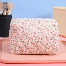 1 件热销花卉八角形化妆包，时尚小碎花印花，宽敞的八角形化妆包，旅行必备 - 彩色 - 查看 5