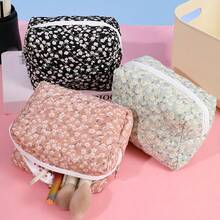 1 件热销花卉八角形化妆包，时尚小碎花印花，宽敞的八角形化妆包，旅行必备 - 彩色 - 查看 1