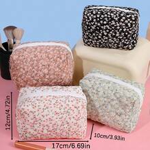 1 件热销花卉八角形化妆包，时尚小碎花印花，宽敞的八角形化妆包，旅行必备 - 彩色 - 查看 2