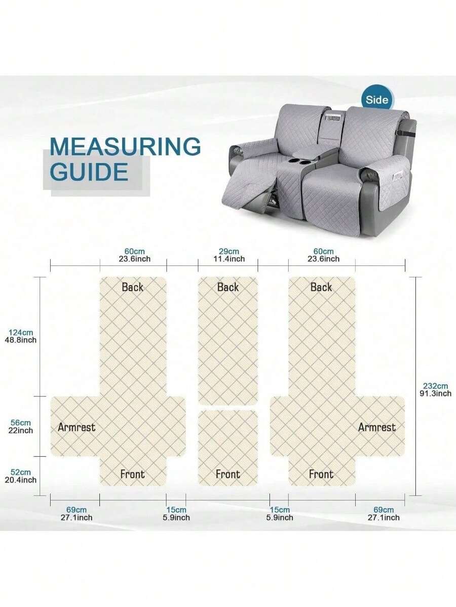 Waterproof Recliner Loveseat Cover With Console NonSlip Couch Cover