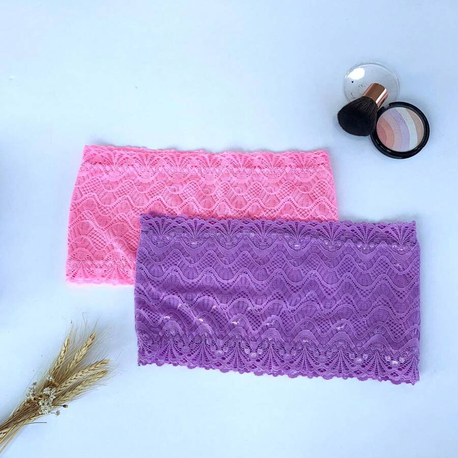 Kit 2 Bra Top Lace Bandeau Neckline Cover Topper Lace Band Intimate Fashion Women's Lingerie - Nhiều màu - Xem 1