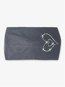 1 Băng đô thun hình trái tim đính đá pha lê màu trơn dùng cho mùa đông dành cho nữ, thích hợp để tập thể dục, chống trượt, thoáng khí, dây buộc tóc thể thao co giãn' - Nhiều màu - Xem 16