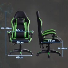CLIPOP Gaming Chair, Ergonomic Computer Swivel Chair With Headrest And Lumbar Support, Tilt And Lock Function, Height Adjustable, Swivel Chair, High Back, Racing Chair