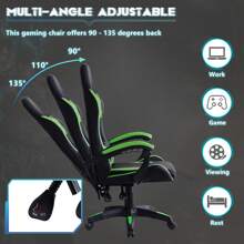 CLIPOP Gaming Chair, Ergonomic Computer Swivel Chair With Headrest And Lumbar Support, Tilt And Lock Function, Height Adjustable, Swivel Chair, High Back, Racing Chair