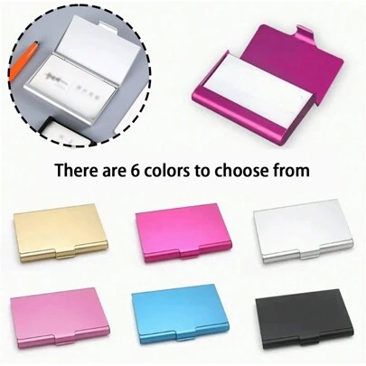6 Color Options, Thick Aluminum Alloy Postcard Box, Large Capacity Unisex Business Card Holder, Convenient For Carrying Out, Gift For Friends, Exhibition Giveaways