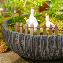 Prsildan 微型仙女花园篱笆，DIY 木栅栏迷你装饰品，适用于娃娃屋（棕色） - 彩色 - 查看 7