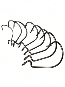 SOUGAYILANG Sougayilang 10Pcs Fishing Hooks 8 Sizes Available Portable Stainless Steel Sharp Fishing Hook With Circle & Barbed For Freshwater Seawater Fishing Crank Hooks