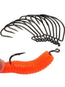 SOUGAYILANG Sougayilang 10Pcs Fishing Hooks 8 Sizes Available Portable Stainless Steel Sharp Fishing Hook With Circle & Barbed For Freshwater Seawater Fishing Crank Hooks