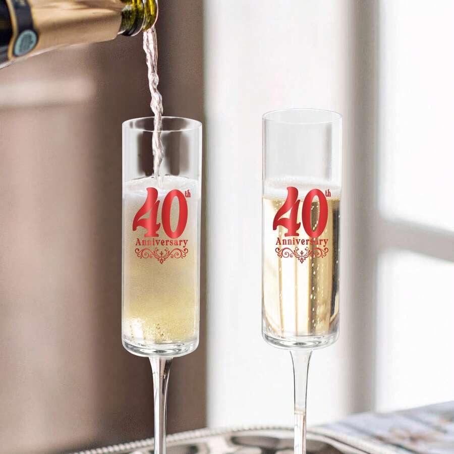 25th Wedding Anniversary For Couple Champange Glasses, 25th Anniversary