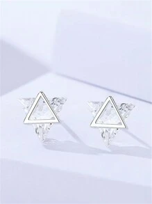 2 pezzi Orecchini a perno in argento sterling 925 con esagramma e decorazione in zirconia cubica, anello regolabile, adatto per uso quotidiano da donna
