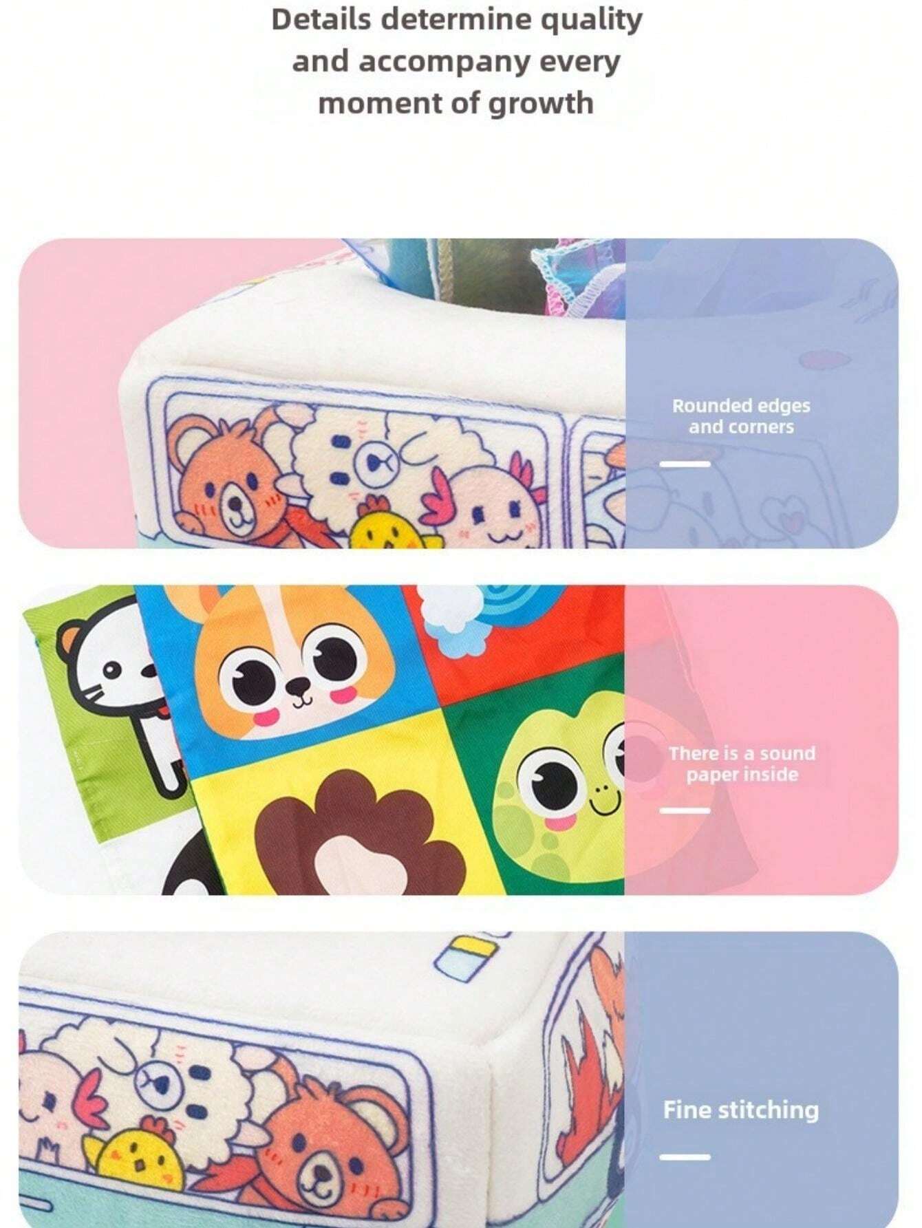 NonTear Baby Tissue Paper With & NonFading Bus Shaped Tactile