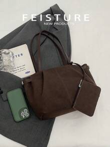 Bolso de hombro acolchado con cadena y parche con letra, perfecto para adolescentes, mujeres, estudiantes universitarios, principiantes y trabajadores de cuello blanco, ideal para la oficina, el trabajo, los negocios, el transporte, el mejor bolso de trabajo para mujeres, bolso de trabajo de para mujeres, ideal para la elegancia cotidiana y ocasiones especiales