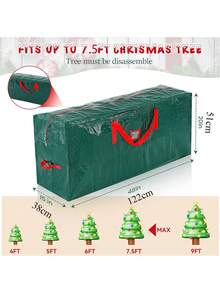 1 件防水圣诞树储物袋，人造圣诞树储物袋，圣诞礼品树袋，配有坚固耐用的手柄和标签卡槽，绿色/红色拉链储物袋，适合 7.5/9 英尺人造圣诞树，大容量收纳袋 - 彩色 - 查看 4