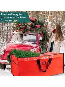 1 件防水圣诞树储物袋，人造圣诞树储物袋，圣诞礼品树袋，配有坚固耐用的手柄和标签卡槽，绿色/红色拉链储物袋，适合 7.5/9 英尺人造圣诞树，大容量收纳袋 - 彩色 - 查看 7