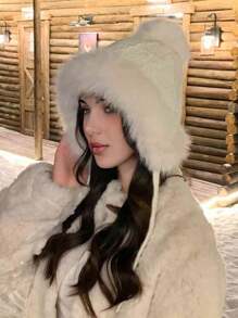 1 件女式条纹毛绒针织便帽，保暖防风护耳厚针织帽，可爱休闲优雅复古街头时尚百搭宽松帽子，适合户外、滑雪、骑自行车、旅行、派对、日常使用、秋冬 - 純色 - 查看 5