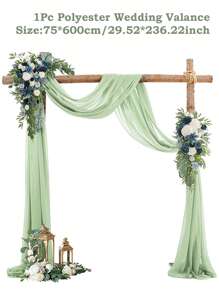 1件鼠尾草绿薄纱窗帘，DIY乡村风婚礼装饰，悬挂式薄纱窗帘，生日派对装饰，多种尺寸可选的柔软薄纱垂帘，婚礼派对用品，家居装饰，易于悬挂，适用于室内/室外露台 - 鼠尾草綠 - 查看 7