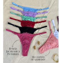 Kit 3 Luxury Lace Panties Heart Adjustment String Thong Sexy Intimate Fashion Lingerie - 彩色 - 查看 8